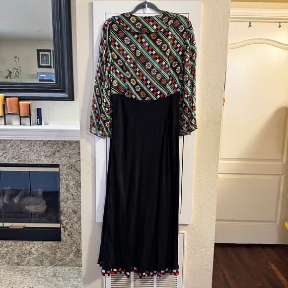 RIXO LONDON Lora Ruffled Printed Chiffon Tie Neck Maxi Dress Size Large - Picture 9 of 14